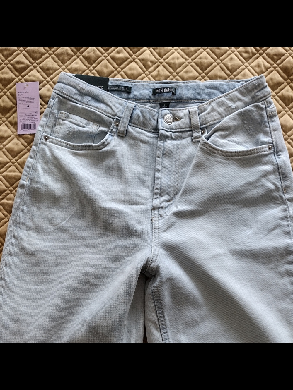 Light Blue Washed Denim High-Rise Tapered Jeans - Picture 2 of 9